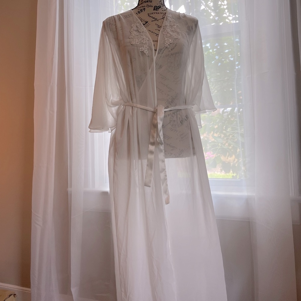 Sheer White Silk Bridal Robe | Full Length
